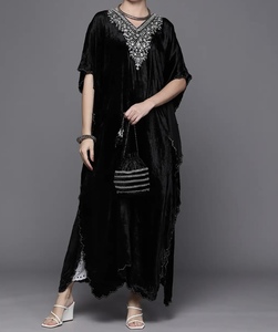 High Quality Trendy embroidery Dubai <b>kaftan</b> Beautiful hand work V Neck Islamic clothing Traditional Muslim women wear Loose Fit - Product Image 4