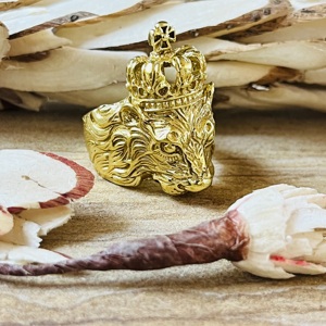 Latest Classic Trendy Lion <b>Rings</b> Gothic Brass <b>Ring</b> Men 18k Gold Plated <b>Chunky</b> Crown Animal Band Statement <b>Ring</b> Wholesale/OEM/ODM - Product Image 4
