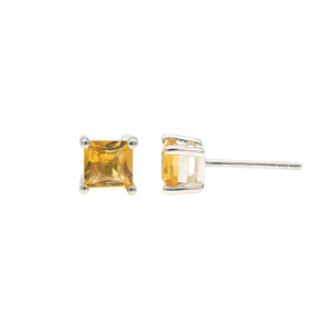 November Birthstone Citrine Studs Push Back Earrings 0.77CTW Square Gemstone Earrings Minimal Fashion Jewelry Gift for <b>Wife</b> - Product Image 2