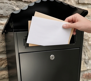 Boîte aux lettres murale artisanale en métal noir thermolaqué, étanche, avec serrure à clé et accès frontal – Solution de rangement pour courrier - Product Image 2
