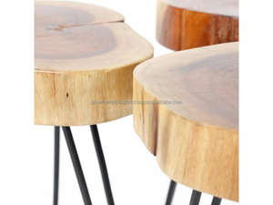 Mesa Auxiliar de Madera de Acacia, Mesa Decorativa Rústica de Madera, Mesa Auxiliar de Madera Natural para Sala de Estar, Madera de Acacia Hecha a Mano 2026 - Product Image 3