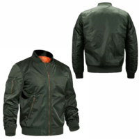 Blouson bomber vert pour homme, fermeture éclair, col montant, coupe-vent, vêtement décontracté, matière polyester, saison automne, coupe classique