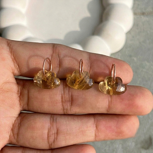 Pendentif en pierre précieuse Citrine naturelle en forme de nuage avec boucle plaquée or rose pour la fabrication de bijoux - Product Image 1
