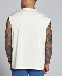 Débardeur Homme Blanc Col Rond Sans Manches 2026 – Vente en Gros, Écologique, Respirant, Tissé, Style Décontracté, Couleur Unie, 220g - Product Image 2