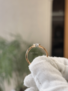 Elegant round lab grown diamond half bezel bypass solitaire ring 0.39 carat vs ef solid gold fine jewelry <b>present</b> - Product Image 4