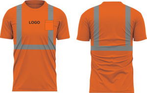 High Visibility Yellow Safety Shirt Men's Short Sleeve Crew Neck Reflective Straps Breathable <b>Polyester</b> Work Top Regular Fit - Product Image 3