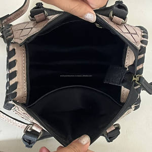 Hand Tooled Cow <b>Leather</b> Small Speedy <b>Bag</b> Western Handbag with Playing Card Design Women's High Quality Small Travel Duffel <b>Bags</b> - Product Image 6