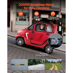 Scooter Eléctrico para Discapacitados de 4 Ruedas, Cerrado, 3 Plazas, Capacidad de 660 Libras, 2000 W, para Personas Mayores y Adultos - Product Image 3