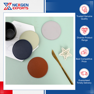 Standard Quality Best Selling Waterproof Heat-Resistant PU Leather Coffee Mat Coasters 10x10cm Modern Luxury Classic Bulk - Product Image 2