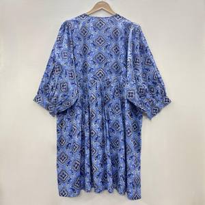 Vestido Casual Midi para Mujer, Tejido 100% Algodón, Liso, Manga Corta, Cintura Imperio, Estilo Babydoll, Cuello en V, Holgado, Funcional - Product Image 3