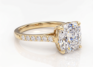 Majestic <b>Cushion</b> Diamond Ring with Pave-set <b>Round</b> Diamond Ring for Women Lab Grown Diamonds - Product Image 3