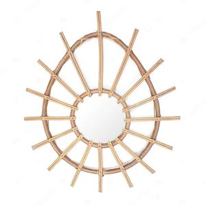 BOHO EYELASH Woven <b>Wicker</b> Mirror Bamboo Rattan Apple Fruit Shape Mirror Bedroom <b>Decor</b> - Product Image 4