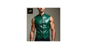 Chaleco de Cuero Grabado en Relieve para Hombre, Marca Champ King, Negro, Casual, Transpirable, Ecológico, con Botones y Cremallera, para Invierno - Product Image 5