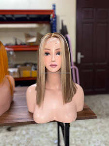 Venta al por mayor Highlight Piano Color Bob HD Peluca Frontal de encaje 100% Virgen 8-30 Cabello humano Mujeres Peluca de encaje Cabello natural - Product Image 5