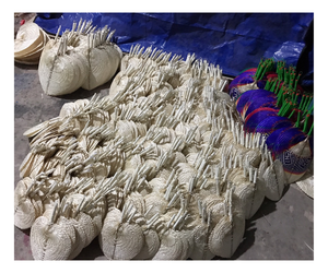 พัดไม้ไผ่สไตล์วินเทจฤดูร้อน ทำมือจากใบปาล์ม ของชำร่วยงานแต่งงาน - Product Image 1