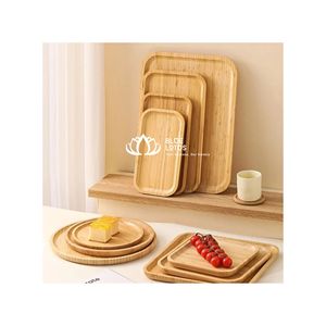 Plateau en bois écologique de haute qualité |   Plateau de service à thé en bois naturel pour la décoration de restaurant - Product Image 1