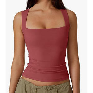 เสื้อกล้ามคอเหลี่ยมผ้าฝ้าย/ใยไผ่ระบายอากาศได้ดีสไตล์ลำลองยาวปกติ - Product Image 3