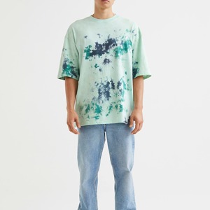 T-shirt décontracté à manches courtes en coton tie-dye pour homme, taille plus, col rond - Product Image 3