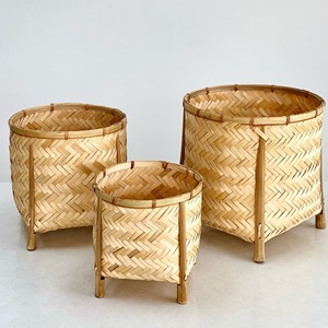 Combo planter <b>basket</b> stand cheap price garden accessory decorative bamboo weave <b>plant</b> pedestal stands - Product Image 6