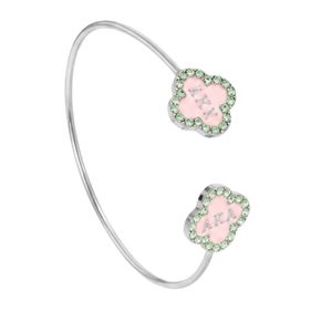 Pink Rhinestone Clover Open Bangle <b>Bracelet</b> Women Fashion Jewelry Elegant <b>Cuff</b> <b>Bracelet</b> Sparkling Accessory Gift for Party - Product Image 6