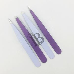 Nouvel ensemble de pinces à sourcils en vison personnalisées, droites et biseautées, très demandées, avec logo personnalisé, pinces bleues - Product Image 2