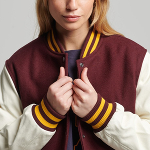Custom Printed Cropped Varsity <b>Jacket</b> for Women with Stand Collar Front Logo Baseball Uniform <b>Jacket</b> Custom Logo - Product Image 1