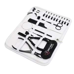 Ensemble de pinces multifonctions noires pour extensions de cheveux avec pince à extensions de 7 pouces, outil de serrage de perles et ensemble d'aiguilles à coudre - Product Image 1