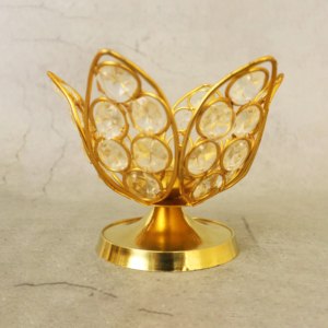 Lámpara Diya de latón y cristal Kamal Deepam con diseño de pétalos de diamante, hecha a mano, lámpara de aceite tradicional para Pooja, para el templo del hogar. - Product Image 3