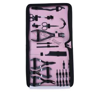 Kit de Herramientas para Extensiones de Cabello con Alicates para Remover Microperlas y Crimpar, Alicates de Presión para Cinta Adhesiva, Mini Tijeras de Corte con Estuche de Rexine Rosa - Product Image 1