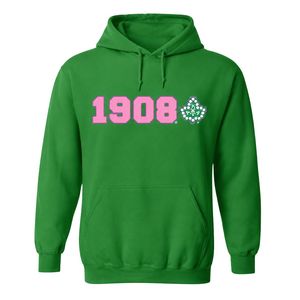 Sweat à capuche en polaire rose avec motif graphique AKA Forest Green 1908 Ivy, unisexe, vêtements de sororité grecque, OEM ODM - Product Image 1