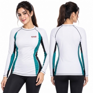 Long Sleeve Design Comfortable Compression Fit Breathable Underarm Panels <b>Women</b> <b>Rash</b> <b>Guard</b> Featuring Quick Dry Sports Textile - Product Image 6