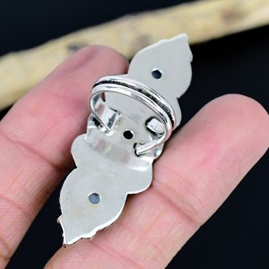 Unique White Buffalo Jasper Gemstone <b>Adjustable</b> Traditional Handmade Unisex Designer Jaipur <b>Ring</b> 925 <b>Sterling</b> <b>Silver</b> Plated - Product Image 3