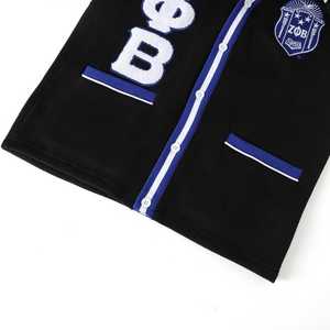 Cardigan en polaire noir Zeta Phi Beta avec broderie chenille, vêtement de sororité grecque, unisexe, coton premium, boutonné - Product Image 4