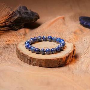 Bracelet en perles de sodalite, forme sphérique polie, bijoux en cristal écologiques - Product Image 1