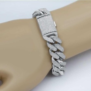 Iced Moissanite Diamond Hip Hop Cuban Link <b>Bracelet</b> For Men Round Cut Diamond Jewelry Celebration Party Gift For Unisex - Product Image 2