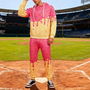 ชุดเซ็ตฮู้ดดี้ไอศกรีมสำหรับผู้ชายและวัยรุ่น 2 ชิ้น เสื้อฮู้ดลำลองและกางเกงจ็อกเกอร์ ชุดสตรีทแวร์ - Product Image 2