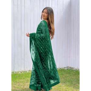 Fancy Multi-Thread and Sequence Bordado Trabajo Saree Vestidos elegantes - Product Image 5