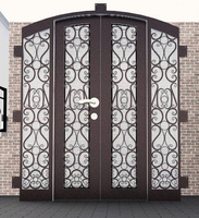 Portes en acier pour maisons, porte d'entrée en fer forgé sur mesure avec vitrage, design moderne pour villas et maisons résidentielles
