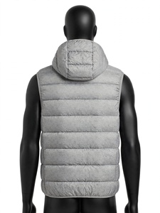 <b>Men</b> Hooded Puffer <b>Vest</b> Grey Lightweight Winter Outerwear Sleeveless Quilted Jacket Full Zip Casual Warm <b>Thermal</b> Padded <b>Vest</b> - Product Image 4