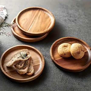 Vintage Style Round Wooden Decorative Tray Solid <b>Log</b> Serving Tray for Home, Bathroom Accessory Multifunctional Wooden Platter - Product Image 2