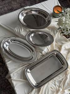 Assiettes et plats de service ovales en métal de qualité supérieure, bordure perlée, pour restaurants et fournitures de table. - Product Image 6