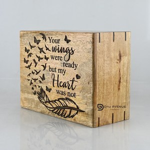 Natural Wooden Urn <b>Box</b> Engraved <b>Memorial</b> Keepsake Cremation Urn for Human or Pet Ashes Vietnam Made - Product Image 3