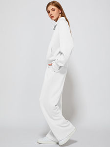 Good Quality Women Winter Hooded Solid Midweight Tracksuit <b>Set</b> with Custom Logo Breathable Cotton - Product Image 2