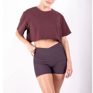 Conjunto de Dos Piezas de Algodón Regular para Mujer, Top Corto y Pantalones Cortos por Encima de la Rodilla, Conjunto de Ropa a Juego, Secado Rápido, Transpirable y Ecológico - Product Image 1