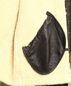 Veste en cuir d'agneau véritable pour homme, col montant, logo frontal, doublure en fourrure, cadeau d'hiver - Product Image 5