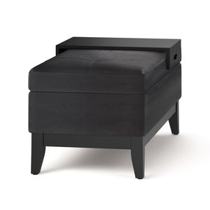 Panchina ottomana nera con vassoio elegante e pouf - Product Image 3