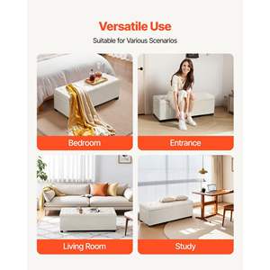 Button-Tufted Beige Linen <b>Bed</b> Ottoman Flip-Up Storage Chest Metal Frame Upholstered <b>End</b> <b>Bench</b> for Bedroom Living Room Entryway - Product Image 6