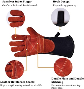 Long Sleeve Welding Gloves Heat & Fire Resistance Work Gloves <b>Oven</b>, <b>Grill</b>, Fireplace Safety Welder Waterproof Work Gloves - Product Image 3