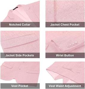 Último Modelo de Trajes Formales para Hombre en Color Rosa Claro, Traje de 3 Piezas para Novio, Vestido Formal Casual, Pantalón y Chaqueta, Trajes para Hombre en Venta - Product Image 5