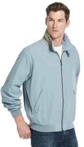 Blouson bomber bleu clair pour homme, col montant, fermeture éclair, coupe-vent, décontracté, pour l'automne, coupe classique, polyester, couleur unie - Product Image 6
